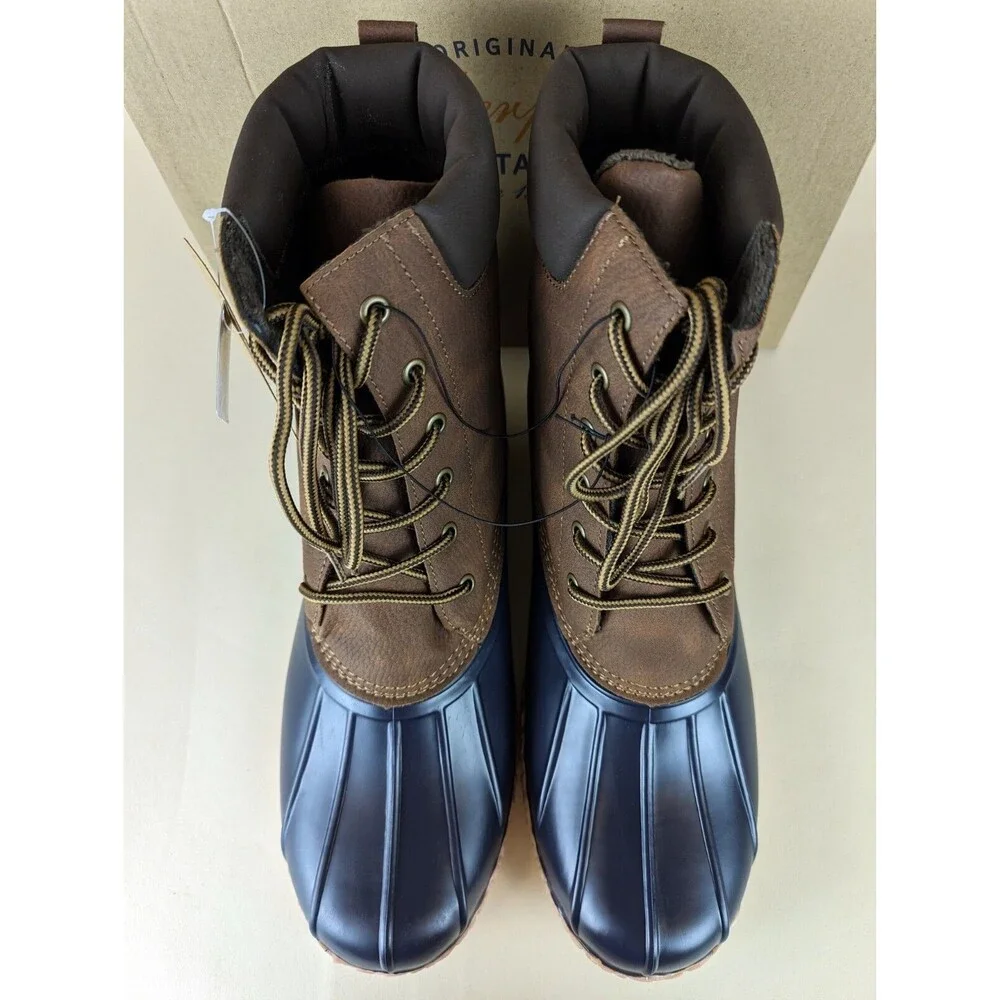 Weatherproof Vintage Adam II Duck Boots Mens 12M Tan Navy Faux Leather Shoes NWB